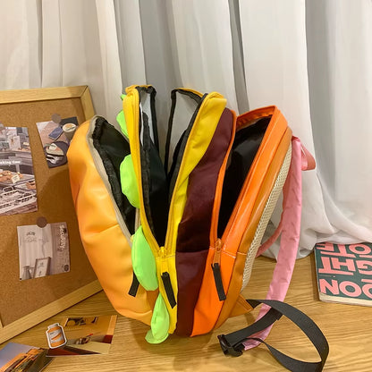 Cartoon Cute Multi-Storey Hamburger Travel Backpack Women Large Capacity Personality Waterproof School Backpacks for Girls Gift